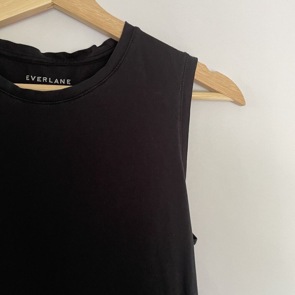 Everlane sz small black sleeveless top casual workout athleisure supima cotton - Picture 2 of 6